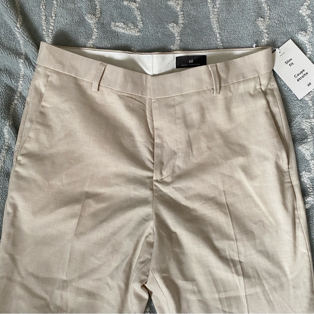 H&M Cream Slim Fit Trousers